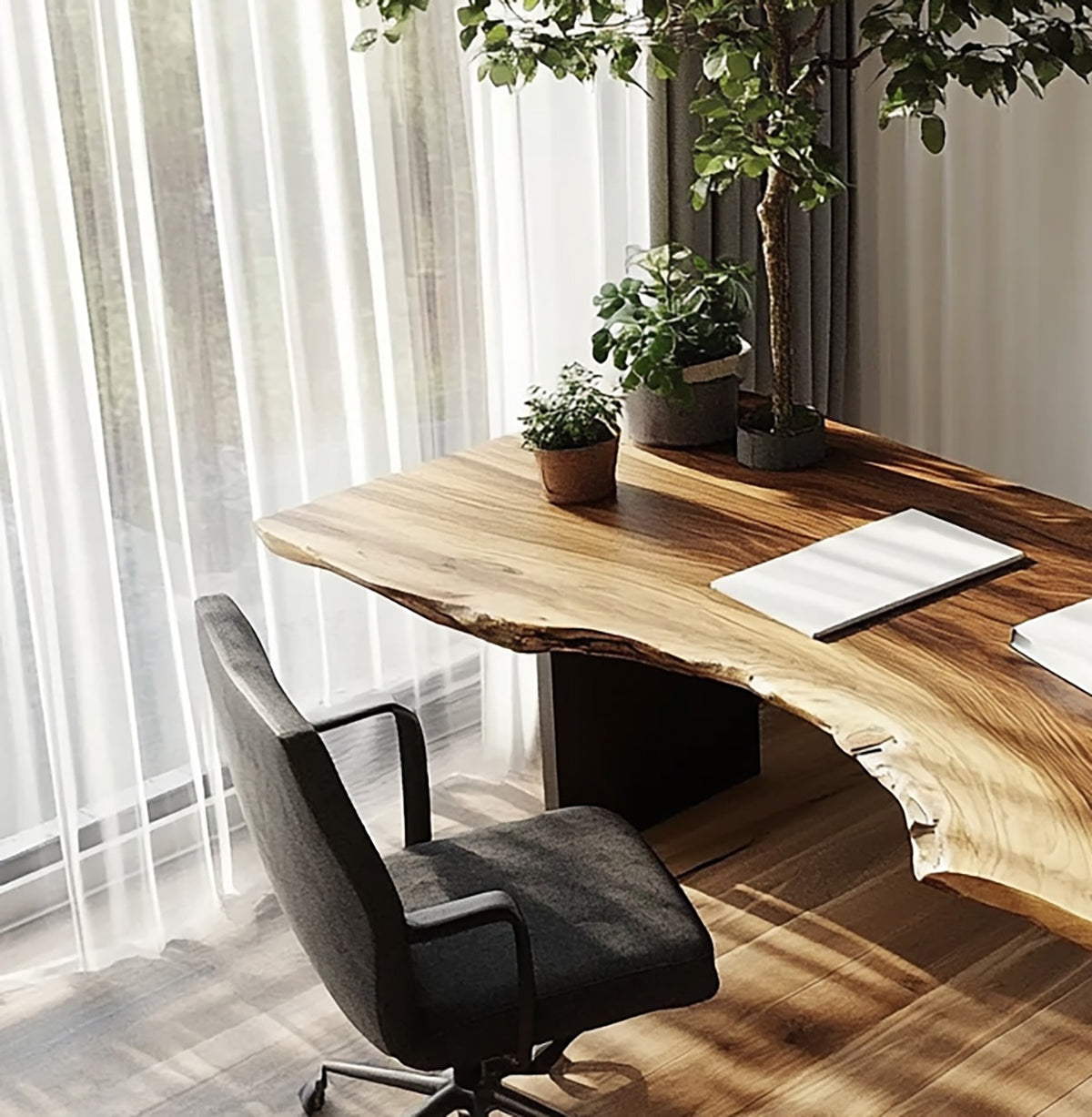 Live Edge Solid Wood Desk | Handcrafted Wooden Work Desk