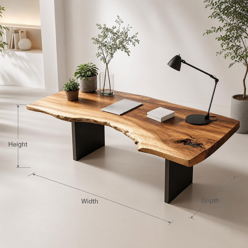 Live Edge Solid Wood Desk | Handcrafted Wooden Work Desk