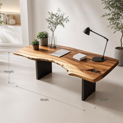 Live Edge Solid Wood Desk | Handcrafted Wooden Work Desk