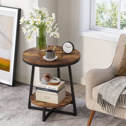 Industrial End Table, Solid Sheesham Wood Side Table, Minimalist Wooden Side Table