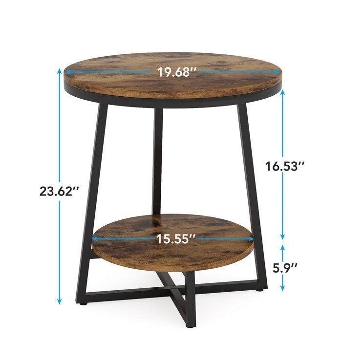 Industrial End Table, Solid Sheesham Wood Side Table, Minimalist Wooden Side Table