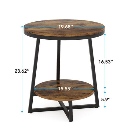 Industrial End Table, Solid Sheesham Wood Side Table, Minimalist Wooden Side Table