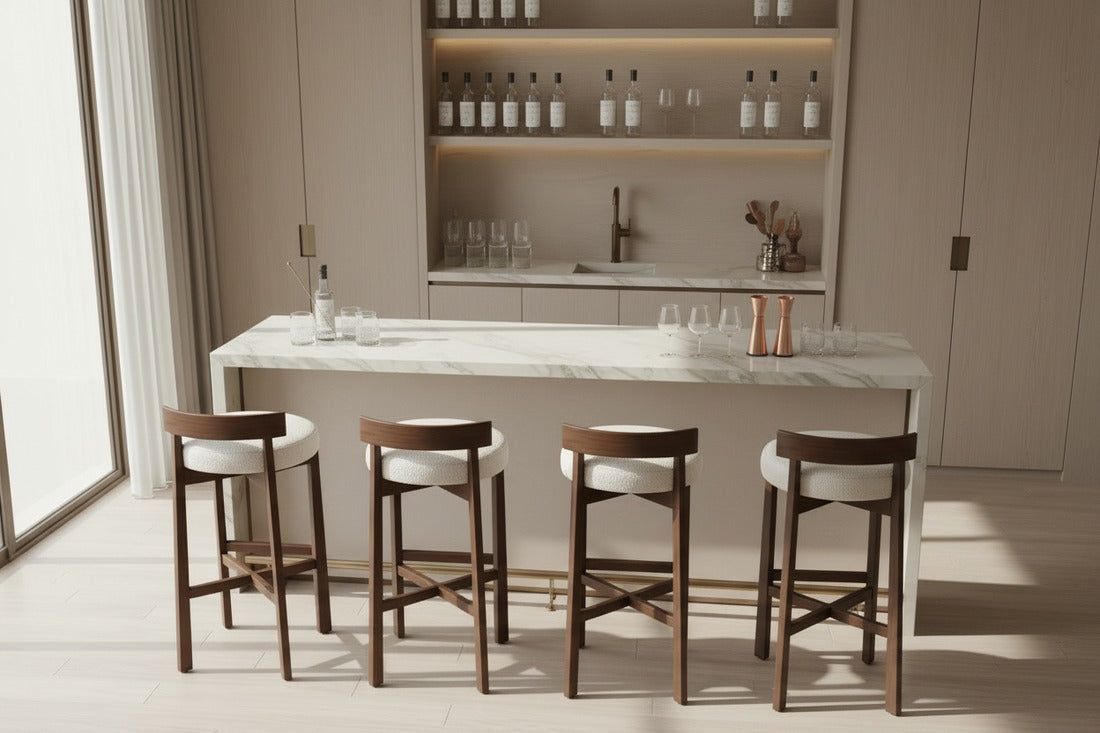 Minimalist Wooden Counter Stool – Durable Modern Kitchen Seating
