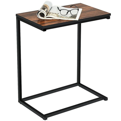 Industrial Styled C Shaped Side End Table