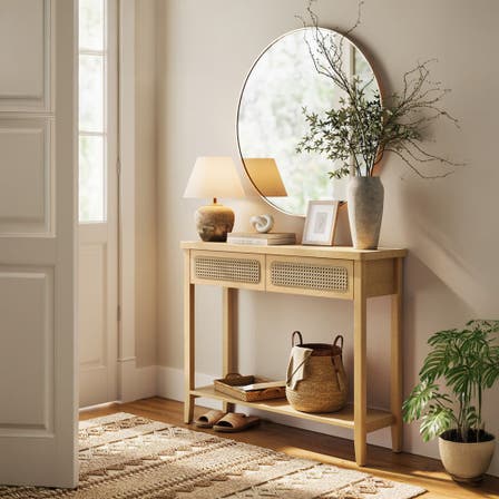 Console Table - Rattan Drawers
