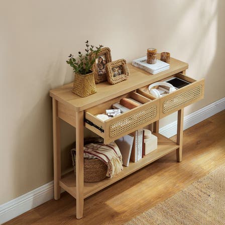 Console Table - Rattan Drawers