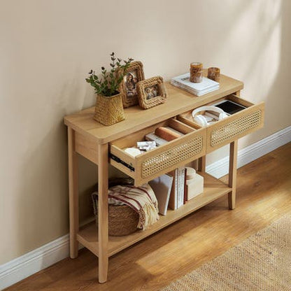 Console Table - Rattan Drawers