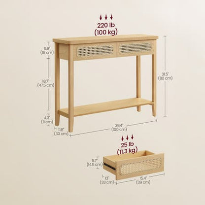 Console Table - Rattan Drawers