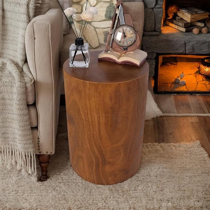 Wooden Tree Stump End Table, Rustic Wood Side Table, Wood Stump for Plant Stand Decor Nightstands Stool Indoor Outdoor