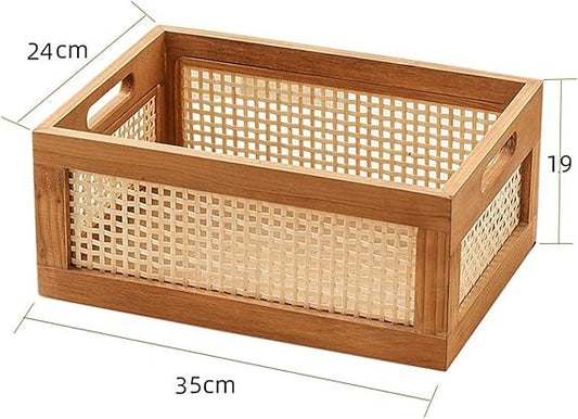 Wooden Storage Basket Drawer Box – Portable Organizer for Bedroom, Office, and Home Décor Accessories