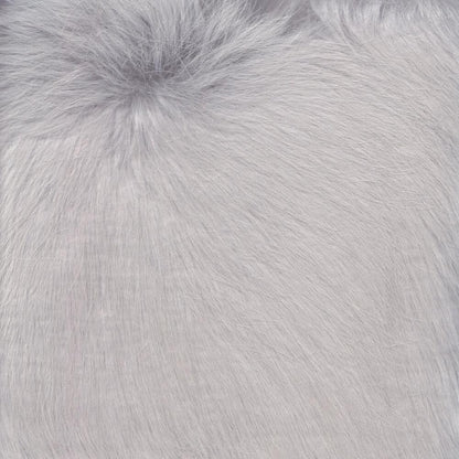 HomePop Faux Fur Decorative Square Ottoman with Metal Hairpin Legs, Grey