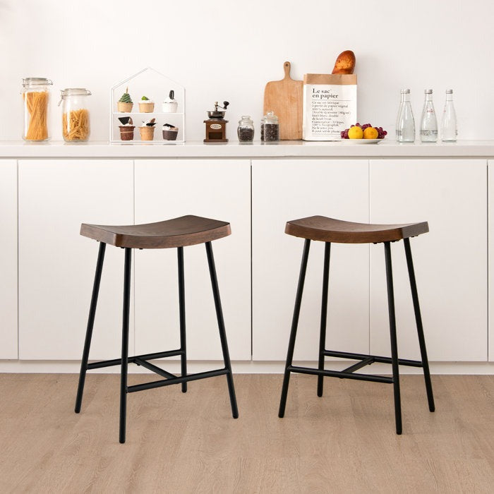 Curzy Wooden Bar Stool Chair, Rustic Bar Stools