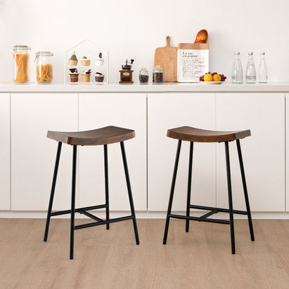 Curzy Wooden Bar Stool Chair, Rustic Bar Stools