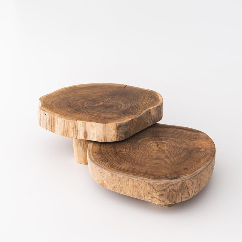 Handmade Live Edge Natural sheesham Wood Riser, Home Decor Display Stand, Handcrafted Primitive Decorative Wood Pedestal