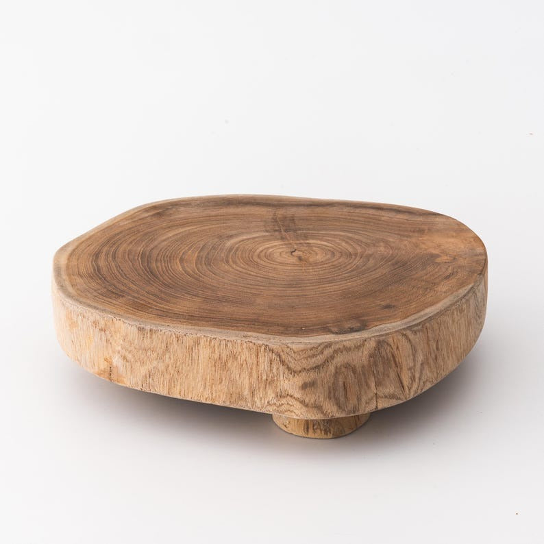 Handmade Live Edge Natural sheesham Wood Riser, Home Decor Display Stand, Handcrafted Primitive Decorative Wood Pedestal