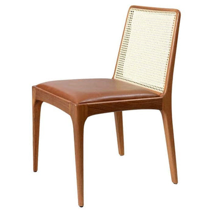 Julia” Minimalist Chair – Handcrafted Solid Wood Dining & Accent Chair – Modern Rattan Seating