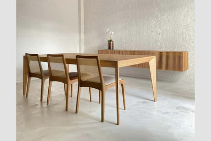 Julia” Minimalist Chair – Handcrafted Solid Wood Dining & Accent Chair – Modern Rattan Seating