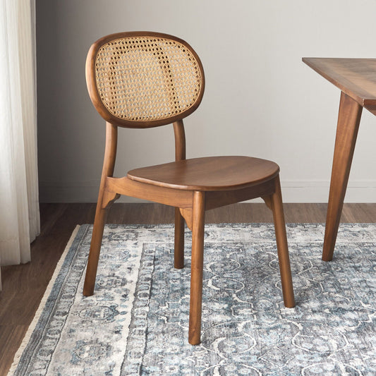 Handcrafted Rattan Dining Chair – Solid Wood Cane Dining Room Chair – Modern Minimalist Seating