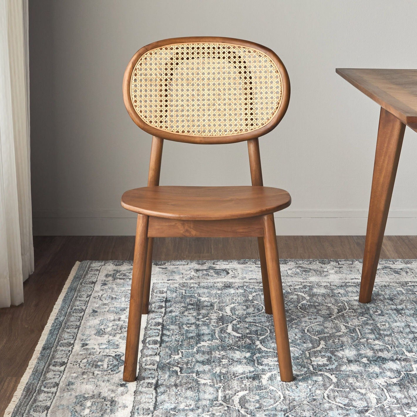 Handcrafted Rattan Dining Chair – Solid Wood Cane Dining Room Chair – Modern Minimalist Seating