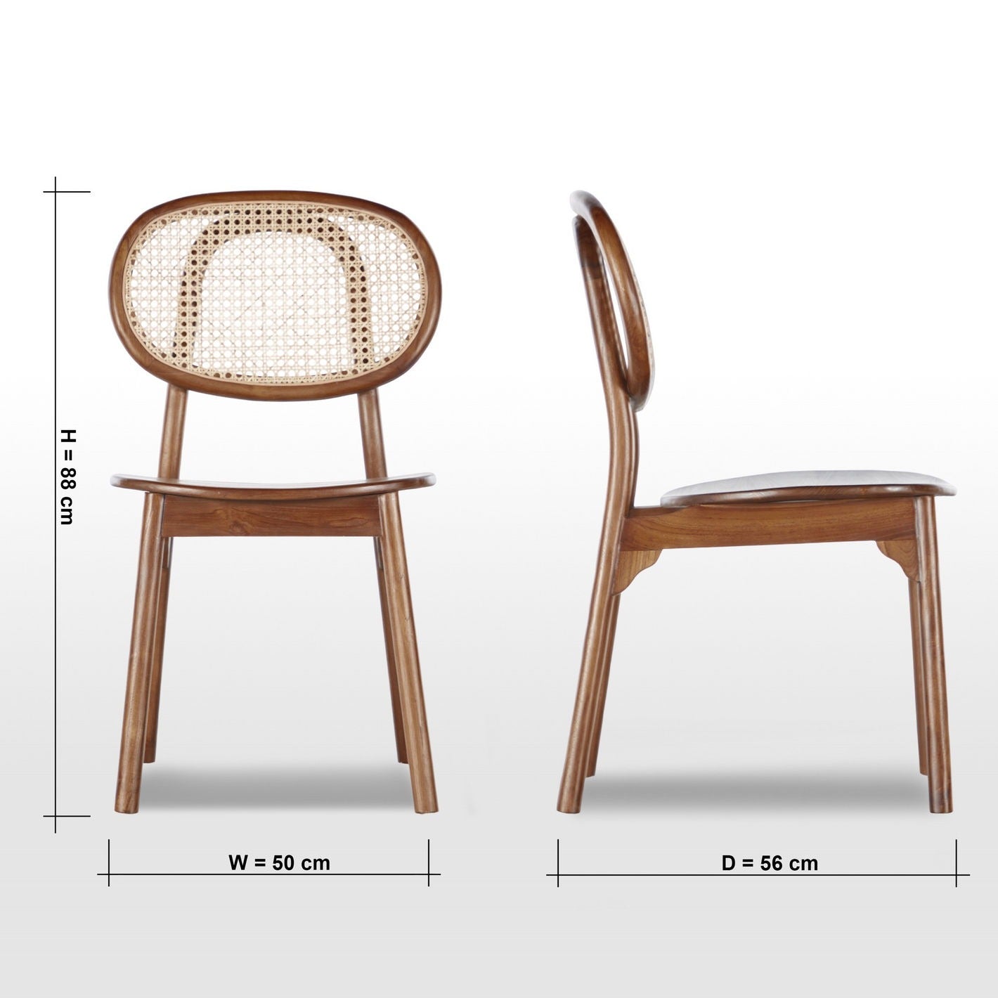 Handcrafted Rattan Dining Chair – Solid Wood Cane Dining Room Chair – Modern Minimalist Seating