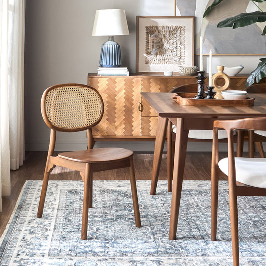 Handcrafted Rattan Dining Chair – Solid Wood Cane Dining Room Chair – Modern Minimalist Seating