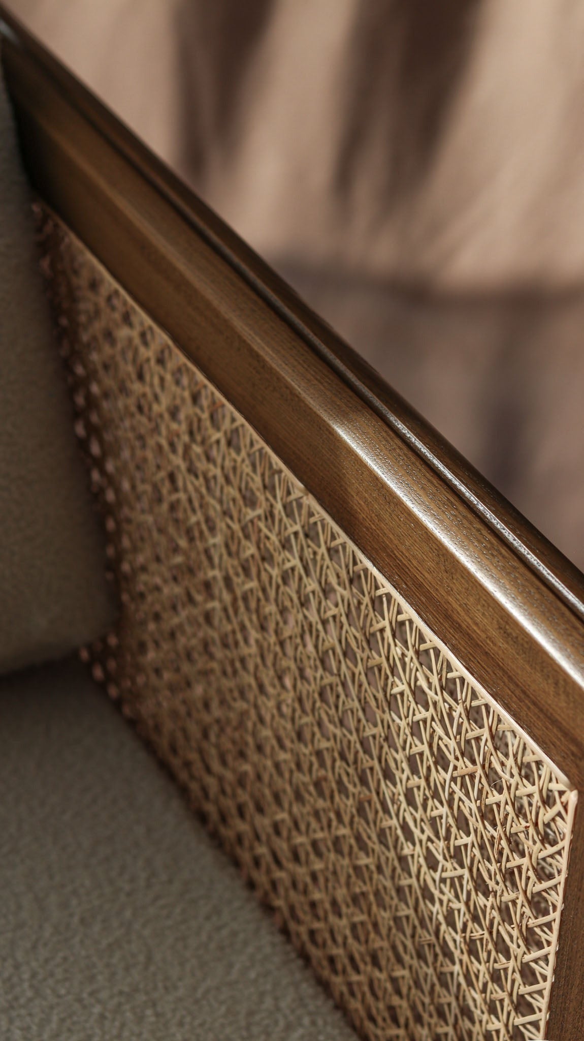 Rattan Armchair – Handcrafted Solid Wood & Cane Lounge Chair – Modern Minimalist Accent Seating