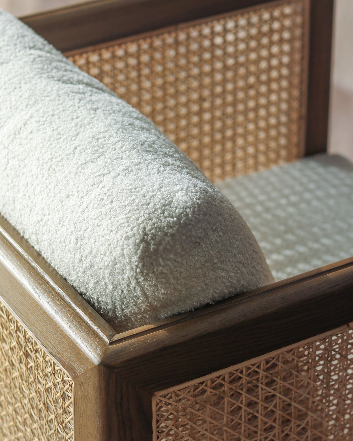 Rattan Armchair – Handcrafted Solid Wood & Cane Lounge Chair – Modern Minimalist Accent Seating