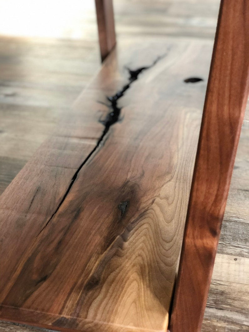 Live Edge Coffee Table: Rustic Farmhouse Mid-Century Modern