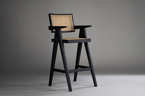 Cane Bar Chair | Solid Wood Rattan Bar Stool