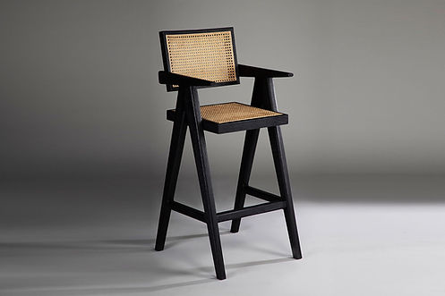 Cane Bar Chair | Solid Wood Rattan Bar Stool