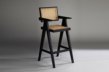 Cane Bar Chair | Solid Wood Rattan Bar Stool