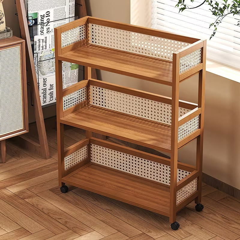 Wooden Storage Cart – 3-Tier Rolling Organizer Shelf
