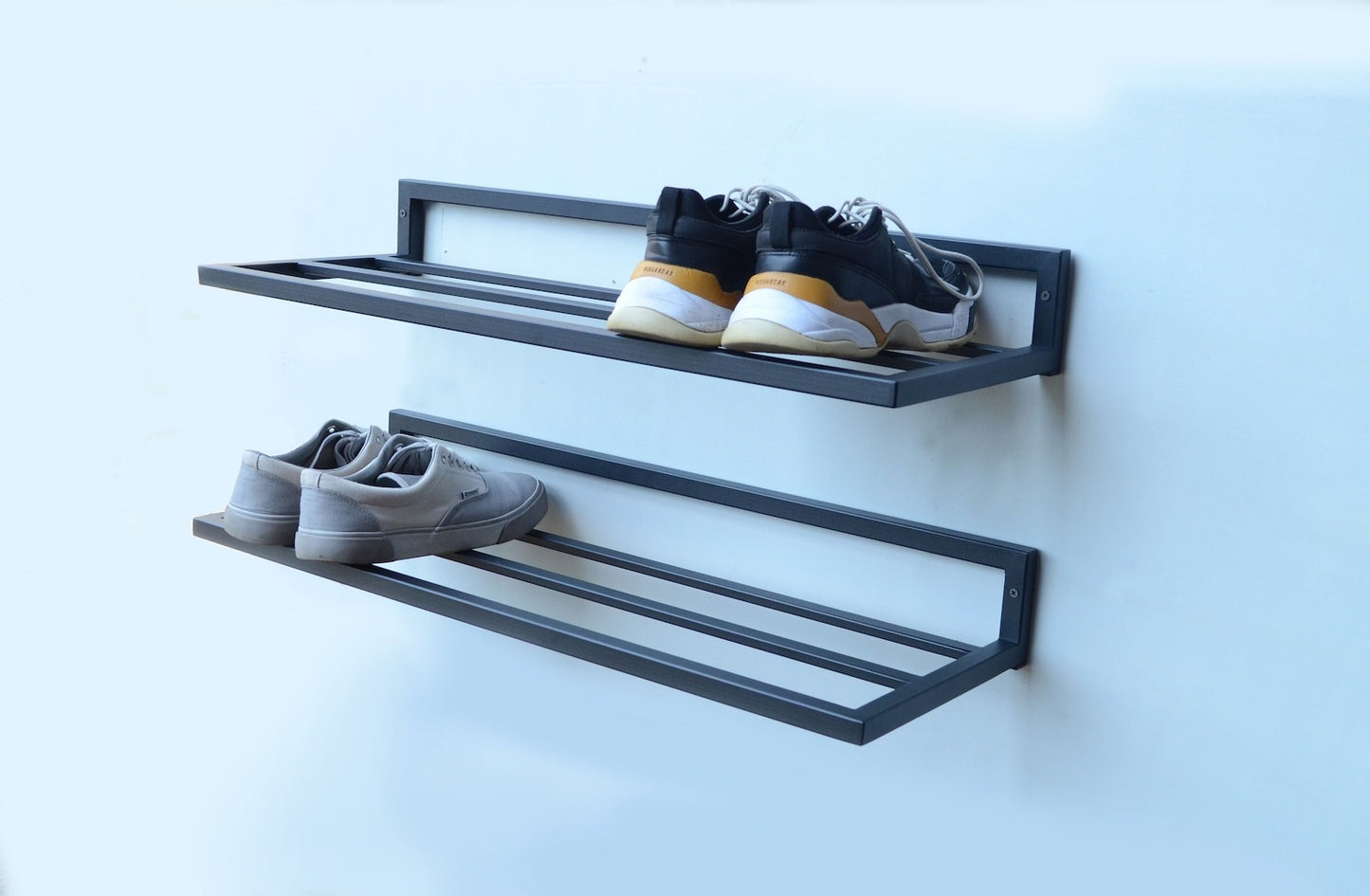 Entryway open Shoe Shelf, Wall Mount Metal Shoe Rack