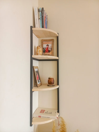 Corner Shelves for Wall, Metal Wood Shelf, Bookshelf