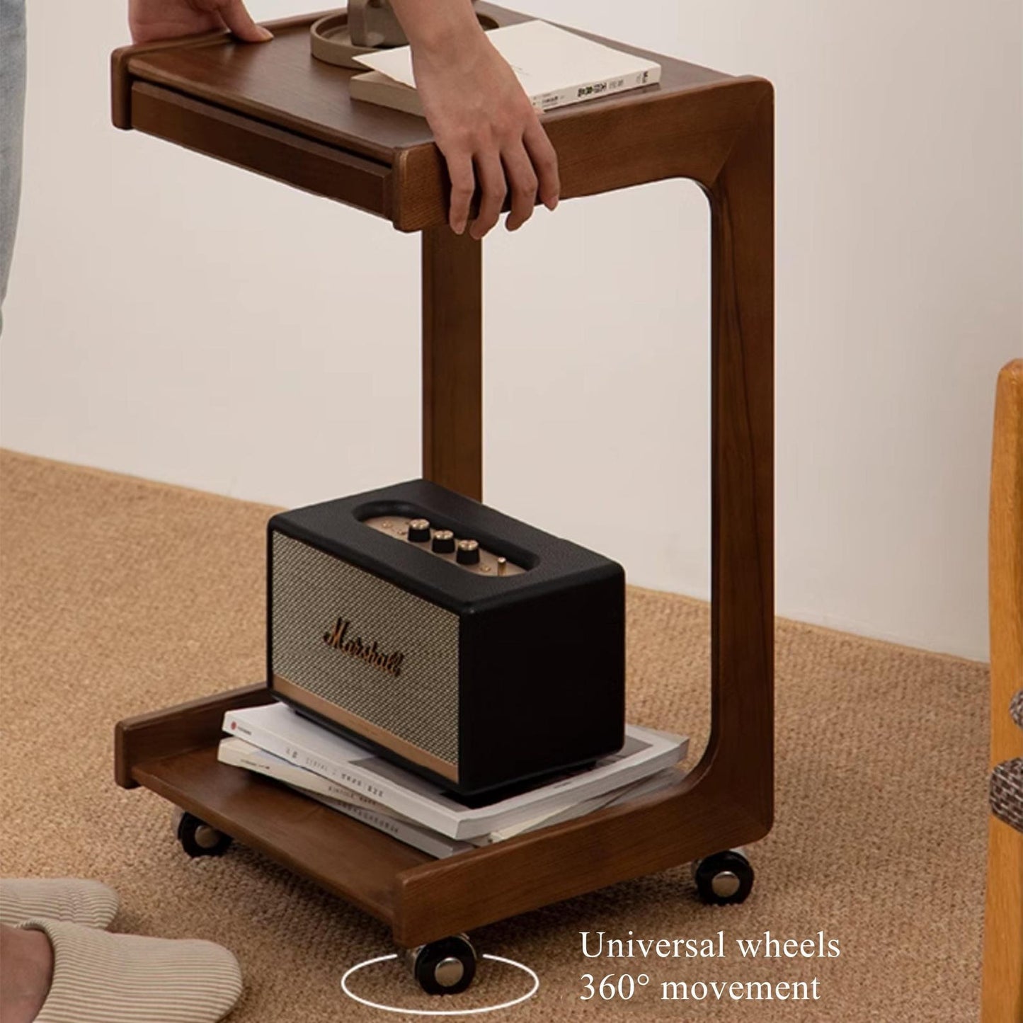 Wooden C-shape side Table for Sofa