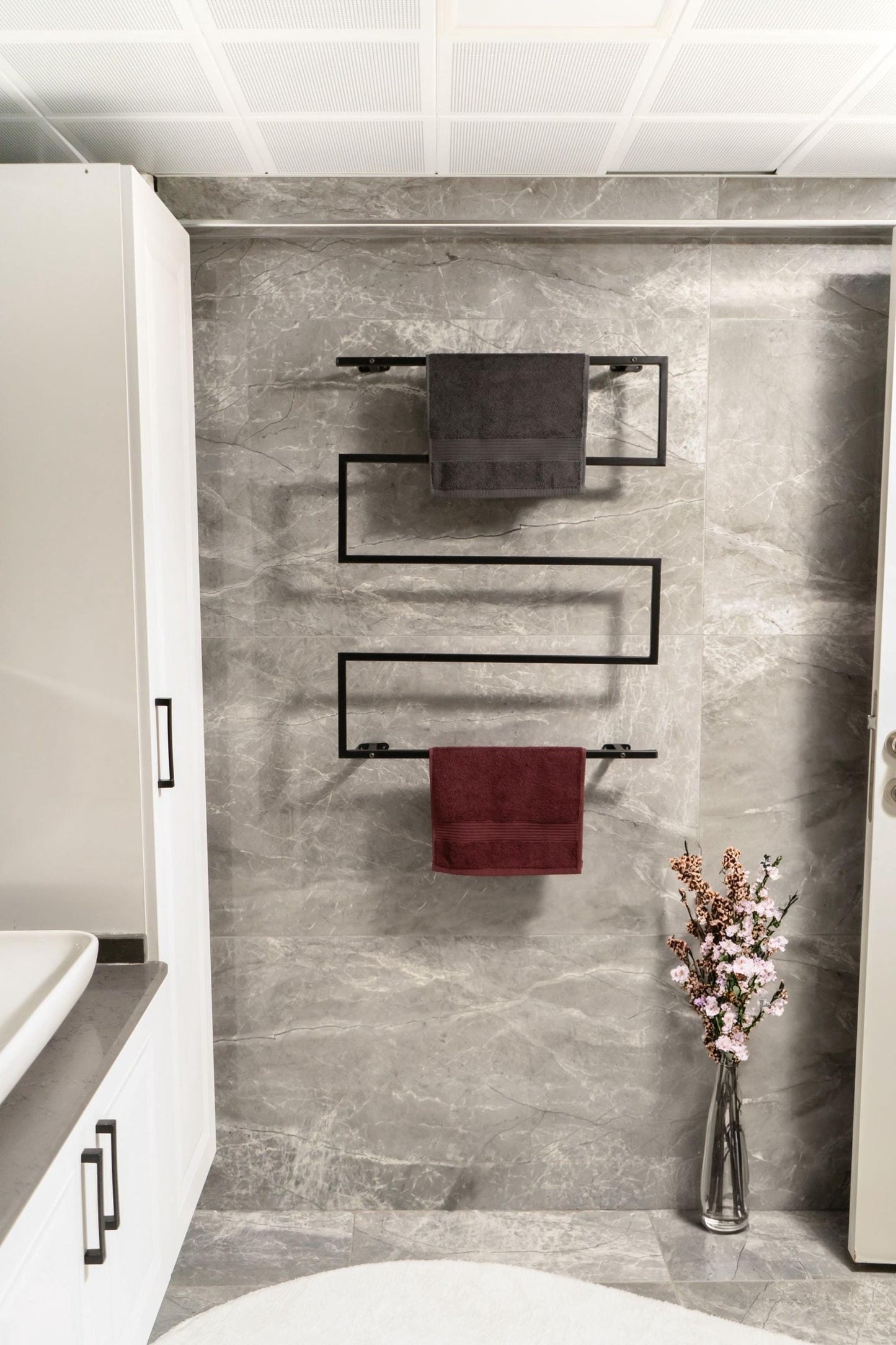 Wall Mounted Towel Rack, Industrial Bathroom Organizer