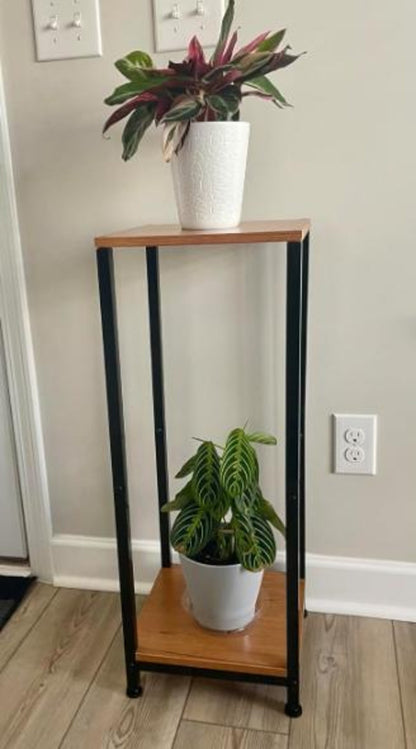 2 Tier Metal Wood Plant Stand, Indoor Plant Stand