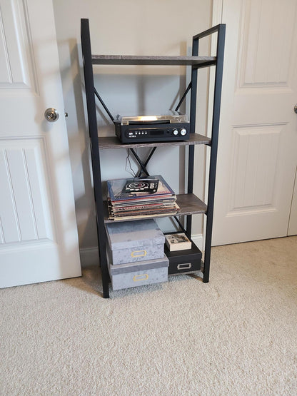Multi Tier Bookshelf, Industrial Wood & Metal Bookcase