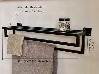 Bathroom Towel Rack, Towel Holder, Wall Mount Metal Towel Storage,