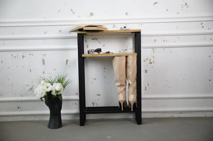 Metal console with shelf