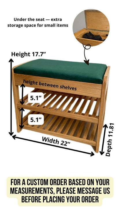 Wood shoe storage bench