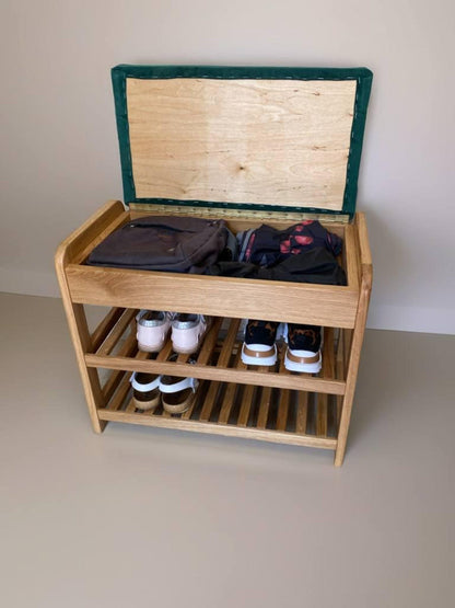 Wood shoe storage bench