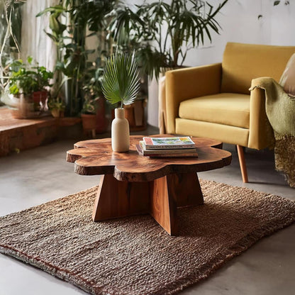 Rustic Natural Wood Round Coffee Table Tree Trunk Coffee Table Live Edge Dining Table