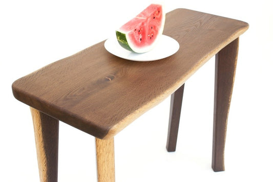 Live Edge Sheesham Wood Desk with Matching Bench – Handmade Solid Wood Office Furniture, Rustic Modern Workstation Set