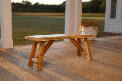 Rustic Log Bench | Solid Wood Entryway Bench | Handcrafted Furniture Live Edges