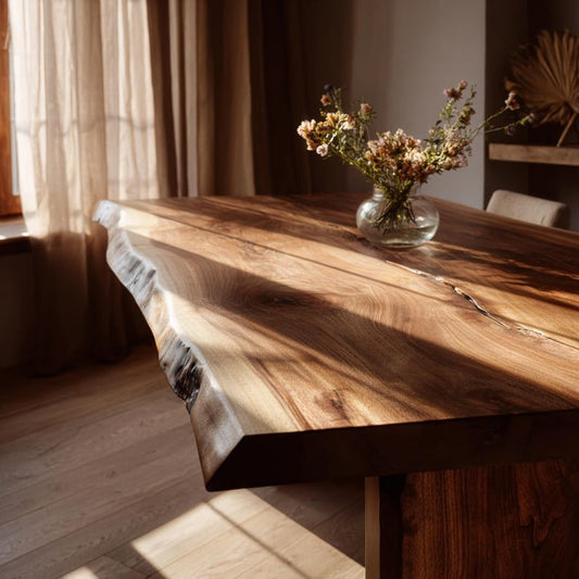 Solid Wood Sheesham Dining Table – Handmade Rustic Farmhouse Table | Natural Wooden Dining Table | Custom Sheesham Dining Furniture