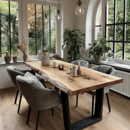 Live Edge Sheesham Wood Dining Table – Custom Solid Wood Dining Table | Handmade Natural Edge Dining Table