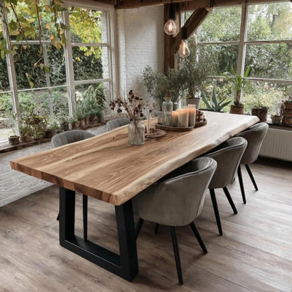 Live Edge Sheesham Wood Dining Table – Custom Solid Wood Dining Table | Handmade Natural Edge Dining Table