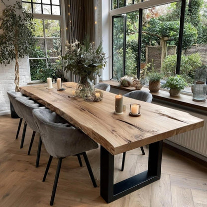 Live Edge Sheesham Wood Dining Table – Custom Solid Wood Dining Table | Handmade Natural Edge Dining Table