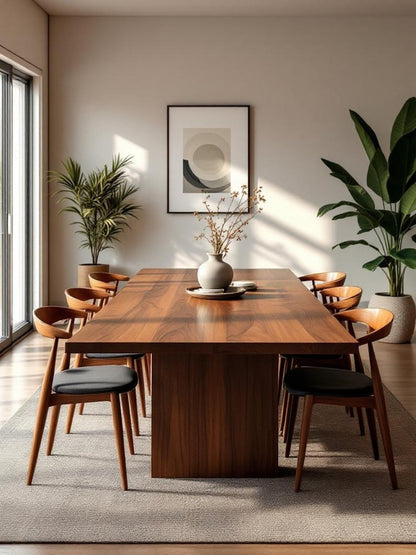 Handmade Live Edge Sheesham Dining Table | Modern Solid Wood
